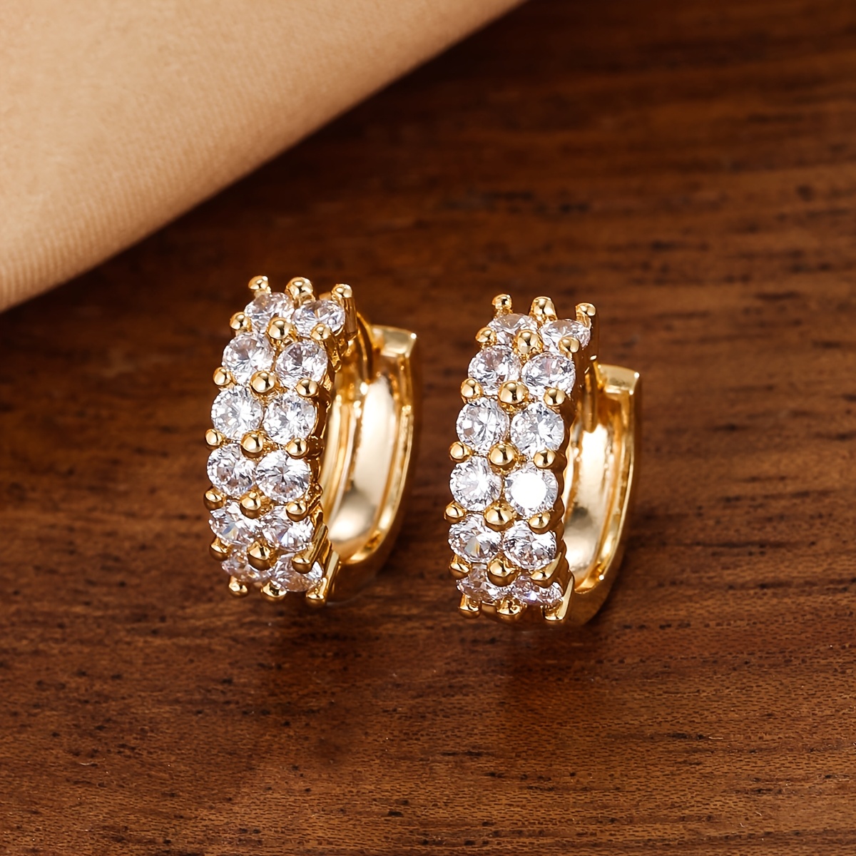 Small Double-row Hoop Earrings with Copper Base — Elegant Style